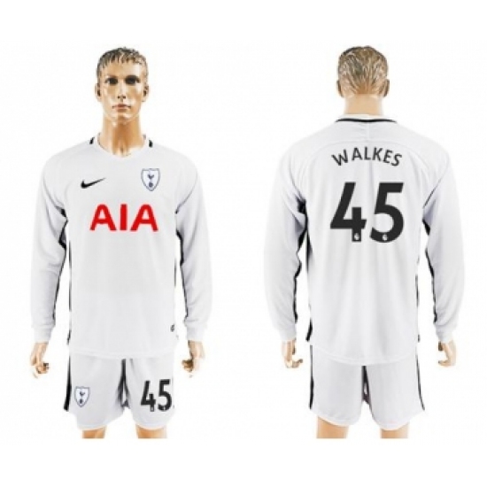 Tottenham Hotspur 45 Walkes Home Long Sleeves Soccer Club Jersey