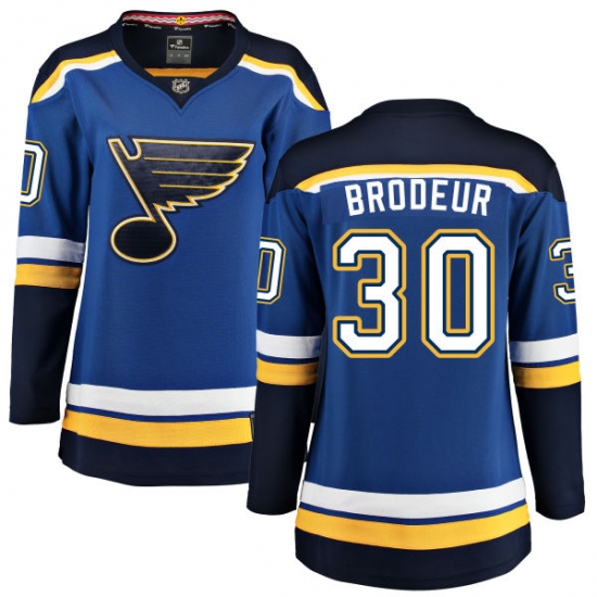 Women's St. Louis Blues 30 Martin Brodeur Fanatics Branded Royal Blue Home Breakaway NHL Jersey