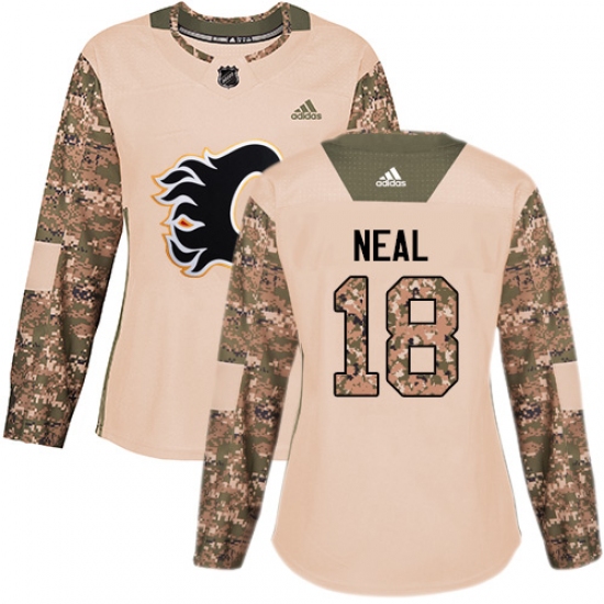 Women's Adidas Calgary Flames 18 James Neal Camo Authentic 2017 Veterans Day Stitched NHL Jersey
