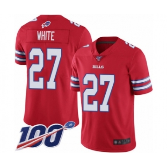 Men's Buffalo Bills 27 Tre'Davious White Limited Red Rush Vapor Untouchable 100th Season Football Jersey