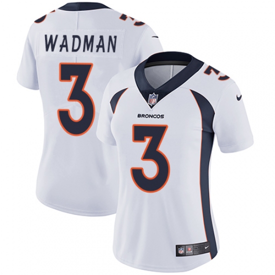 Women's Nike Denver Broncos 3 Colby Wadman White Vapor Untouchable Limited Player NFL Jersey