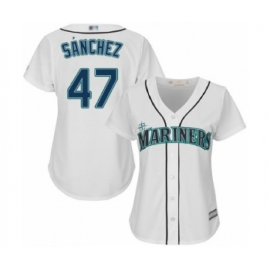Women's Seattle Mariners 47 Ricardo Sanchez Authentic White Home Cool Base Baseball Player Jersey