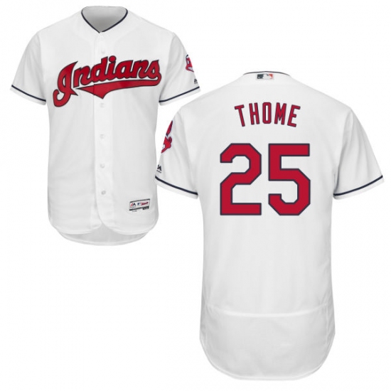 Men's Majestic Cleveland Indians 25 Jim Thome White Home Flex Base Authentic Collection MLB Jersey