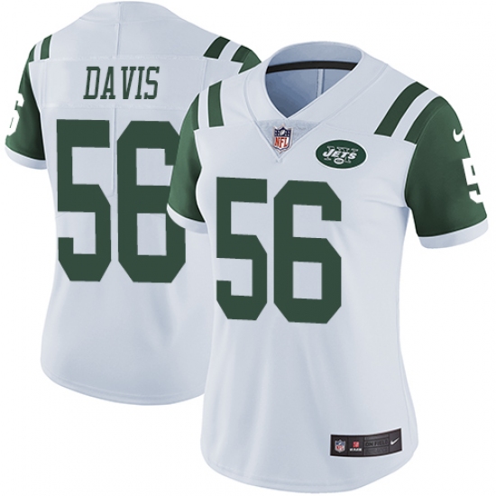 Women's Nike New York Jets 56 DeMario Davis White Vapor Untouchable Limited Player NFL Jersey