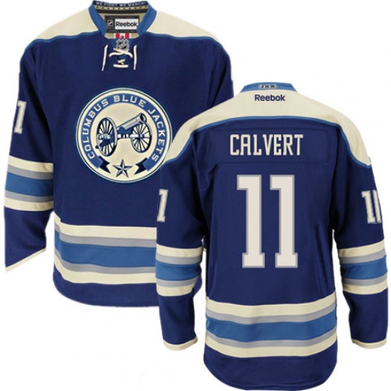 Youth Reebok Columbus Blue Jackets 11 Matt Calvert Authentic Navy Blue Third NHL Jersey
