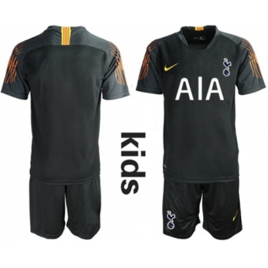 Tottenham Hotspur Blank Black Goalkeeper Kid Soccer Club Jersey