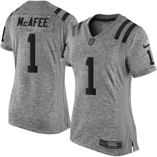 Women's Nike Indianapolis Colts 1 Pat McAfee Limited Gray Gridiron NFL Jersey