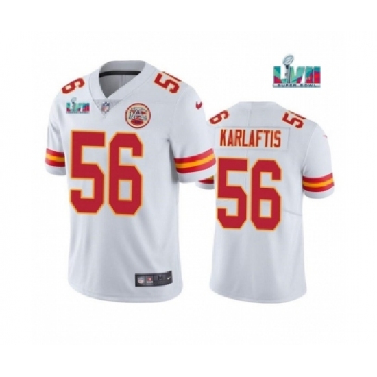 Men's Kansas City Chiefs 56 George Karlaftis White Super Bowl LVII Patch Vapor Untouchable Limited Stitched Jersey