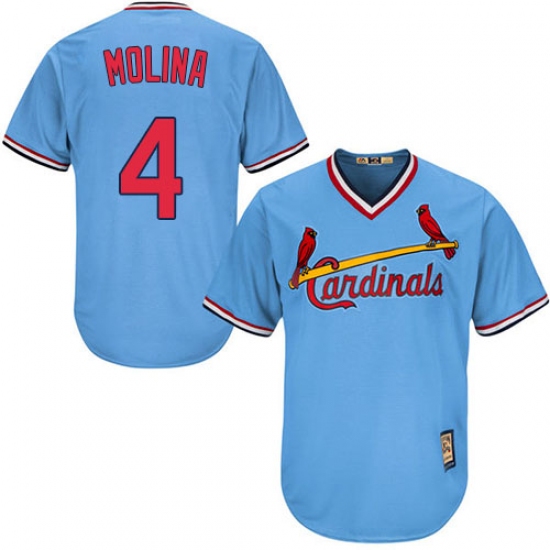 Men's Majestic St. Louis Cardinals 4 Yadier Molina Authentic Light Blue Cooperstown MLB Jersey