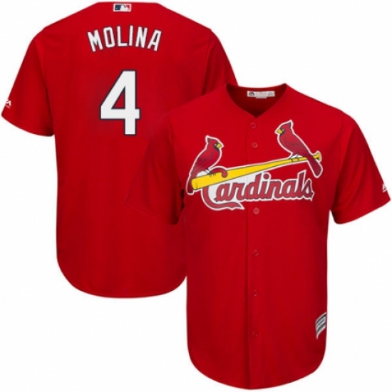 Men's Majestic St. Louis Cardinals 4 Yadier Molina Replica Red Cool Base MLB Jersey