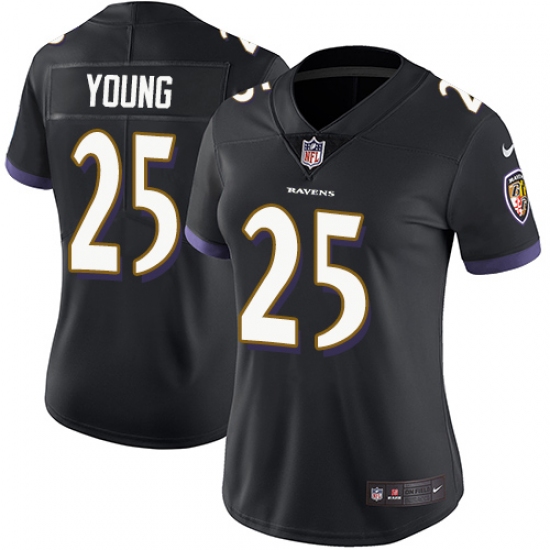 Women's Nike Baltimore Ravens 25 Tavon Young Black Alternate Vapor Untouchable Limited Player NFL Jersey