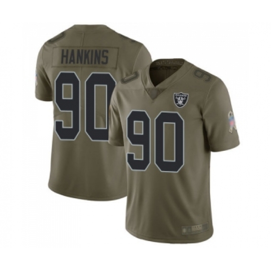 Men's Oakland Raiders 90 Johnathan Hankins Limited Olive 2017 Salute to Service Football Jersey