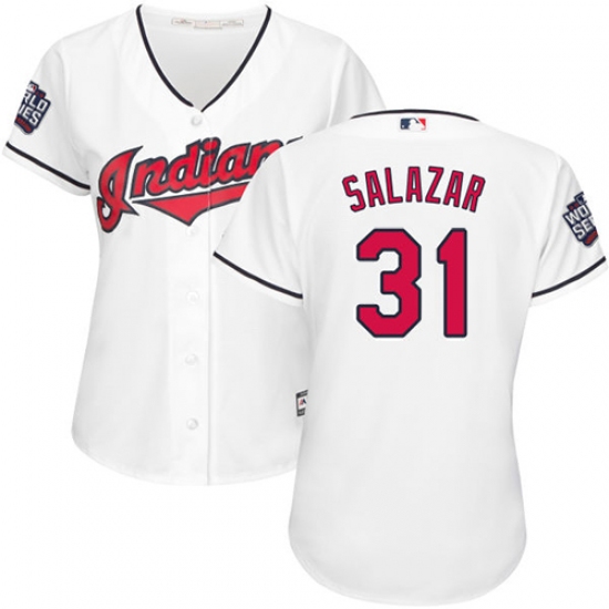 Women's Majestic Cleveland Indians 31 Danny Salazar Authentic White Home 2016 World Series Bound Cool Base MLB Jersey