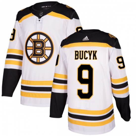 Women's Adidas Boston Bruins 9 Johnny Bucyk Authentic White Away NHL Jersey