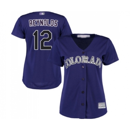 Women's Colorado Rockies 12 Mark Reynolds Replica Purple Alternate 1 Cool Base Baseball Jersey