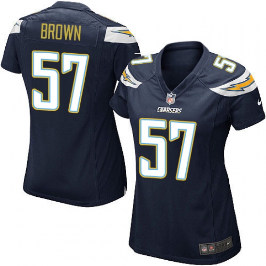 Women's Nike Los Angeles Chargers 57 Jatavis Brown Game Navy Blue Team Color NFL Jersey