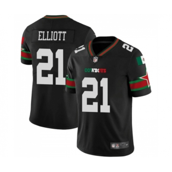 Men's Nike Dallas Cowboys 21 Ezekiel Elliott Black Mexico Vapor Limited Stitched Football Jersey