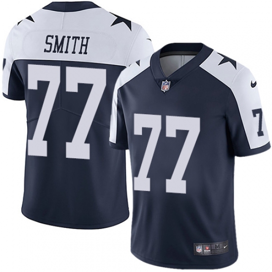 Men's Nike Dallas Cowboys 77 Tyron Smith Navy Blue Throwback Alternate Vapor Untouchable Limited Player NFL Jersey