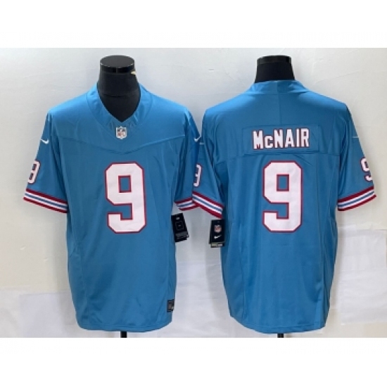 Men's Nike Tennessee Titans 9 Steve McNair Blue 2023 FUSE Vapor Limited Throwback Stitched Jersey