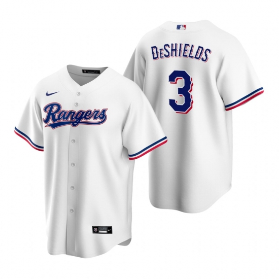 Men's Nike Texas Rangers 3 Delino DeShields White Home Stitched Baseball Jersey
