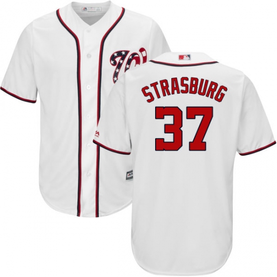 Men's Majestic Washington Nationals 37 Stephen Strasburg Replica White Home Cool Base MLB Jersey