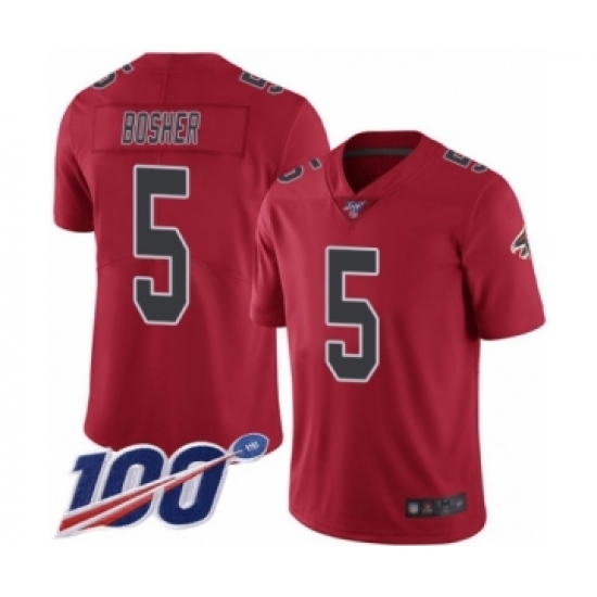 Men's Atlanta Falcons 5 Matt Bosher Limited Red Rush Vapor Untouchable 100th Season Football Jersey