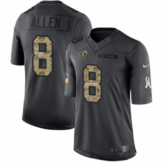 Men's Nike Los Angeles Rams 8 Brandon Allen Limited Black 2016 Salute to Service NFL Jersey
