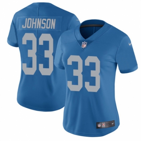 Women's Nike Detroit Lions 33 Kerryon Johnson Blue Alternate Vapor Untouchable Limited Player NFL Jersey