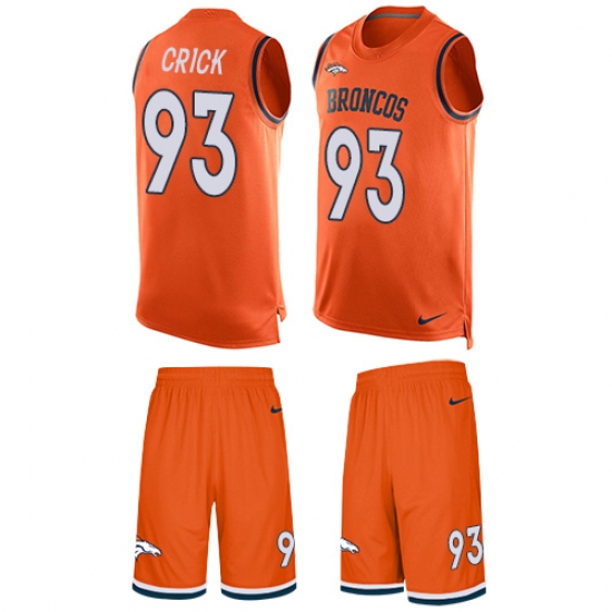 Men's Nike Denver Broncos 93 Jared Crick Limited Orange Tank Top Suit NFL Jersey