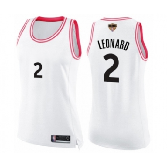 Women's Toronto Raptors 2 Kawhi Leonard Swingman White Pink Fashion 2019 Basketball Finals Bound Jersey