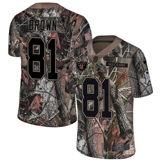 Men's Nike Oakland Raiders 81 Tim Brown Limited Camo Rush Realtree NFL Jersey