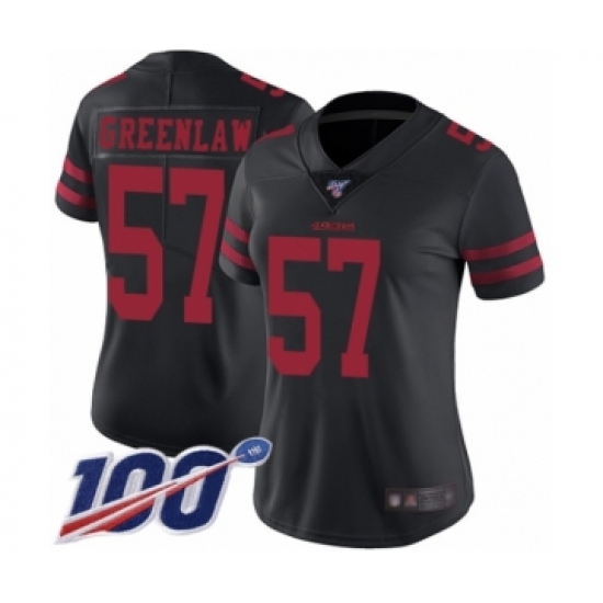 Women's San Francisco 49ers 57 Dre Greenlaw Black Vapor Untouchable Limited Player 100th Season Football Jersey