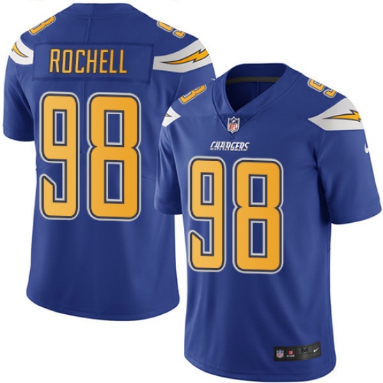Men's Nike Los Angeles Chargers 98 Isaac Rochell Limited Electric Blue Rush Vapor Untouchable NFL Jersey