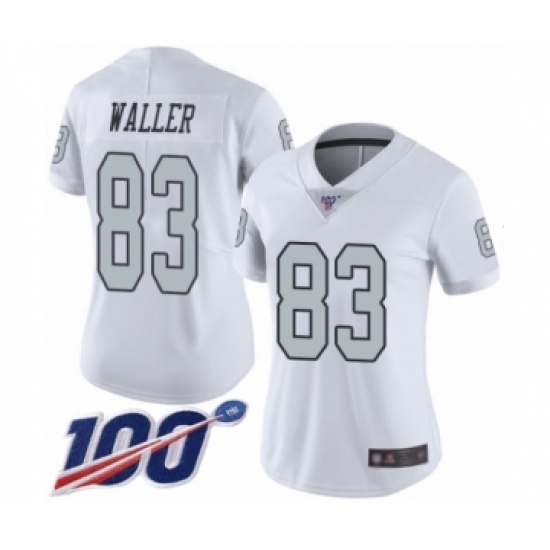 Women's Oakland Raiders 83 Darren Waller Limited White Rush Vapor Untouchable 100th Season Football Jersey