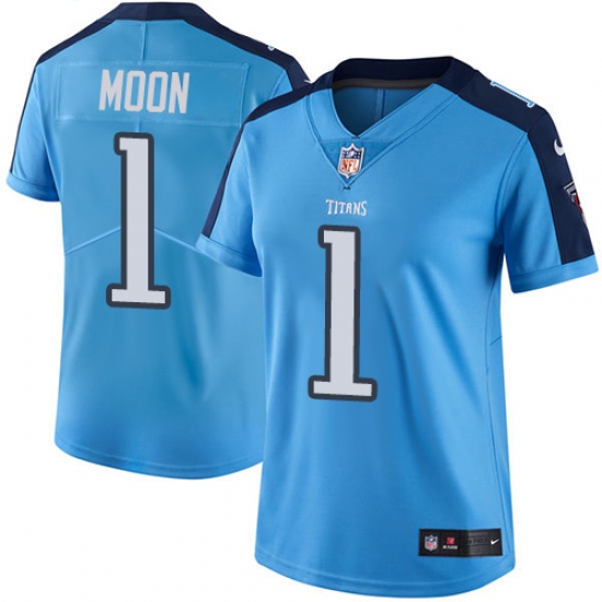 Women's Nike Tennessee Titans 1 Warren Moon Light Blue Team Color Vapor Untouchable Limited Player NFL Jersey