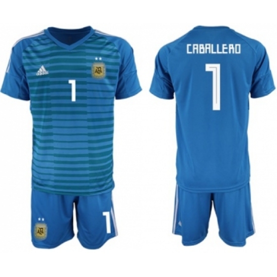 Argentina 1 Caballero Blue Goalkeeper Soccer Country Jersey
