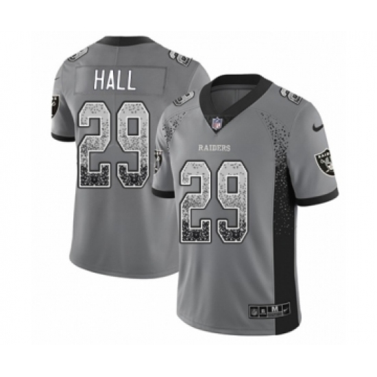 Men's Nike Oakland Raiders 29 Leon Hall Limited Gray Rush Drift Fashion NFL Jersey