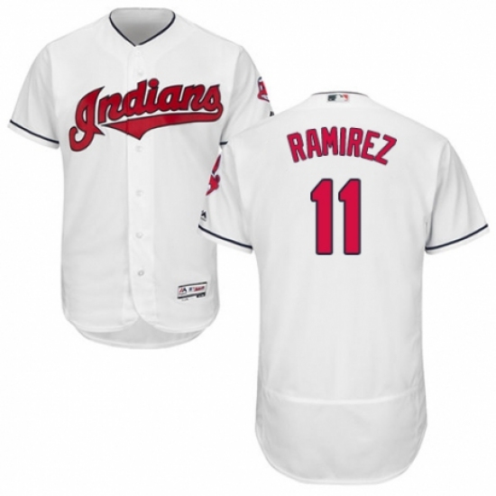 Men's Majestic Cleveland Indians 11 Jose Ramirez White Home Flex Base Authentic Collection MLB Jersey