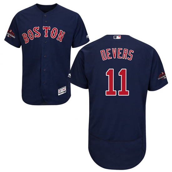 Men's Majestic Boston Red Sox 11 Rafael Devers Navy Blue Alternate Flex Base Authentic Collection 2018 World Series Champions MLB Jersey