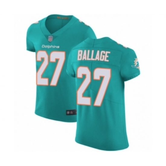 Men's Miami Dolphins 27 Kalen Ballage Aqua Green Team Color Vapor Untouchable Elite Player Football Jersey