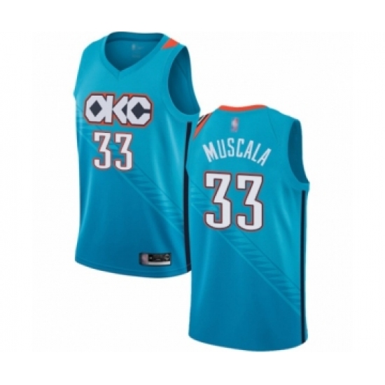 Men's Oklahoma City Thunder 33 Mike Muscala Authentic Turquoise Basketball Jersey - City Edition