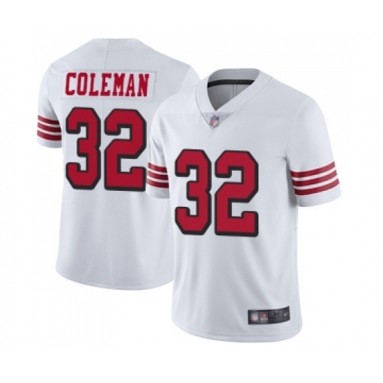 Youth San Francisco 49ers 32 Tevin Coleman Limited White Rush Vapor Untouchable Football Jersey