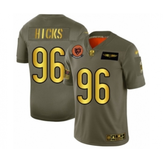 Men's Chicago Bears 96 Akiem Hicks OliveGold 2019 Salute to Service Limited Football Jersey