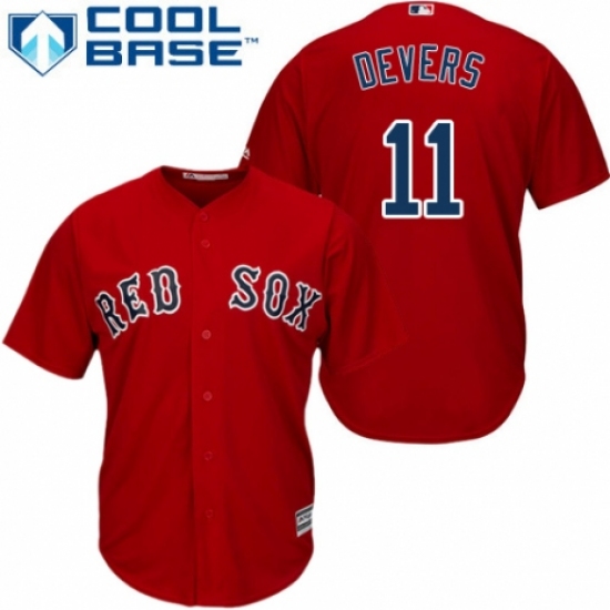 Youth Majestic Boston Red Sox 11 Rafael Devers Replica Red Alternate Home Cool Base MLB Jersey