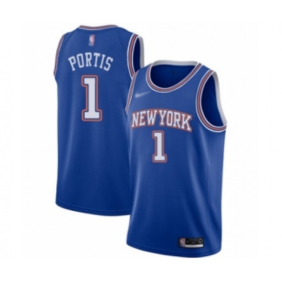 Men's New York Knicks 1 Bobby Portis Authentic Blue Basketball Jersey - Statement Edition