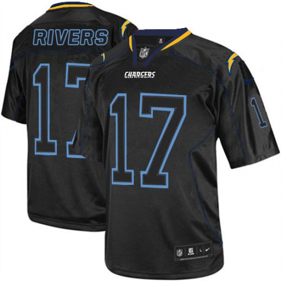 Men's Nike Los Angeles Chargers 17 Philip Rivers Elite Lights Out Black NFL Jersey