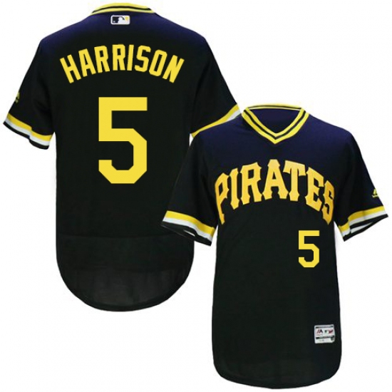 Men's Majestic Pittsburgh Pirates 5 Josh Harrison Black Flexbase Authentic Collection Cooperstown MLB Jersey
