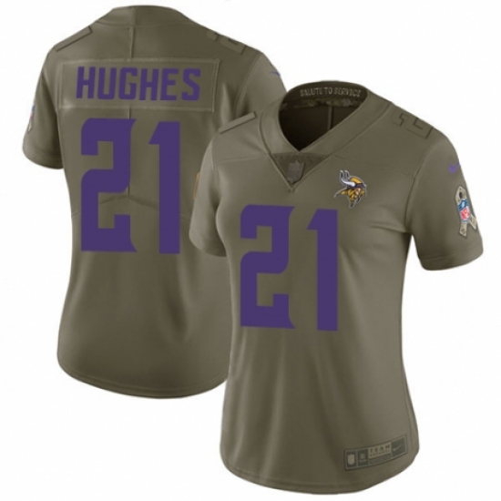 Women's Nike Minnesota Vikings 21 Mike Hughes Limited Olive 2017 Salute to Service NFL Jersey