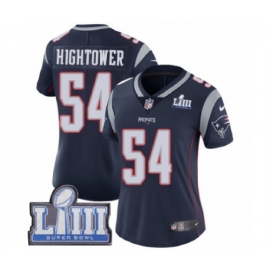 Women's Nike New England Patriots 54 Dont'a Hightower Navy Blue Team Color Vapor Untouchable Limited Player Super Bowl LIII Bound NFL Jersey