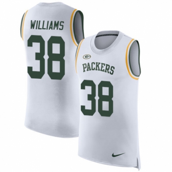 Men's Nike Green Bay Packers 38 Tramon Williams White Rush Player Name & Number Tank Top NFL Jersey